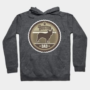 Boston Dad - Distressed Boston Terrier Silhouette Design Hoodie